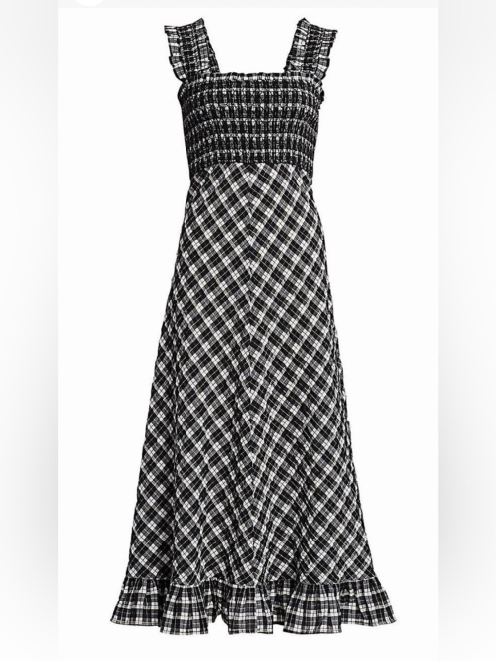 Ganni Black and White Plaid Maxi Dress